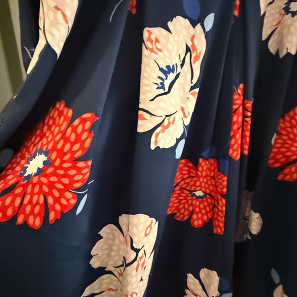 Kate Spade Navy A-Line Dress w/ Red Floral Design Size 10 - Picture 7 of 8